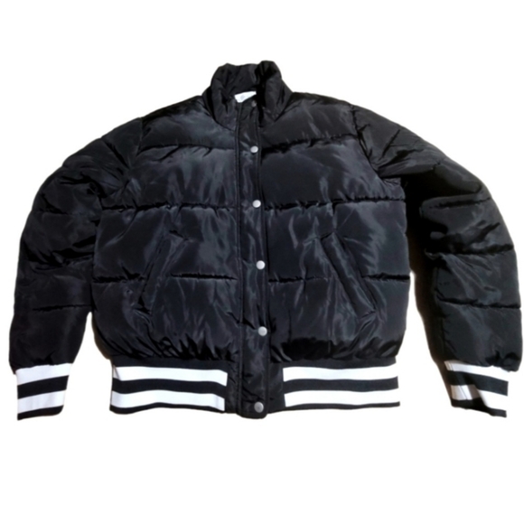 Miss Posh Women's Black & White Varsity Puffer Jacket. Large - Picture 1 of 3